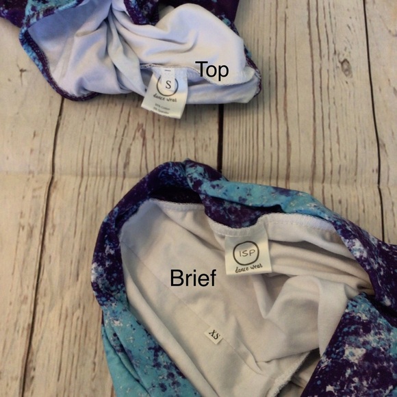 NWOT ISP Dancewear Teen 2pc Blue Tie Dye Strappy Back Top & Brief Set AXS/AS. - Picture 5 of 7